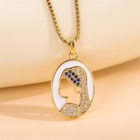 Stainless Steel Titanium Steel 18K Gold Plated Retro Lady Roman Style Enamel Plating Inlay Snake Bee Butterfly Zircon Pendant Necklace main image 4
