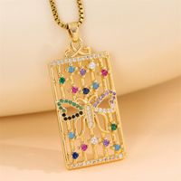 Stainless Steel Titanium Steel 18K Gold Plated Retro Lady Roman Style Enamel Plating Inlay Snake Bee Butterfly Zircon Pendant Necklace main image 2