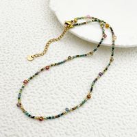Basic Simple Style Geometric Gold Plated Natural Stone Crystal Beads 304 Stainless Steel Beaded Wholesale Bracelets Necklace sku image 2