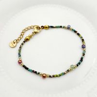 Basic Simple Style Geometric Gold Plated Natural Stone Crystal Beads 304 Stainless Steel Beaded Wholesale Bracelets Necklace sku image 1