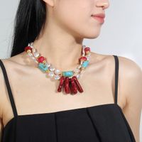 Vintage Style Roman Style Geometric Resin Layered Women's Double Layer Necklaces main image 7
