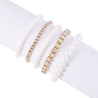 Élégant Style Vintage Brillant Géométrique Perle D'Imitation Le Fer Incruster Strass Femmes Bracelets main image 2