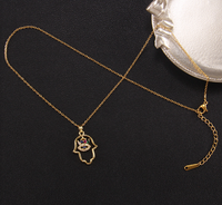 Streetwear Devil's Eye Hand Of Fatima Titanium Steel Copper Zircon Pendant Necklace In Bulk sku image 4