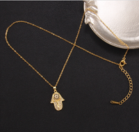 Streetwear Devil's Eye Hand Of Fatima Titanium Steel Copper Zircon Pendant Necklace In Bulk sku image 6