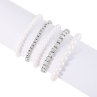 Elegant Vintage Style Shiny Geometric Imitation Pearl Iron Inlay Rhinestones Women's Bracelets sku image 2