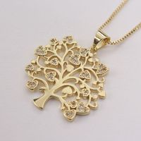 Ig Style Basic Streetwear Tree Copper Gold Plated Zircon Pendant Necklace In Bulk sku image 3