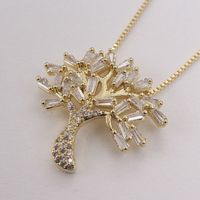 Ig Style Basic Streetwear Tree Copper Gold Plated Zircon Pendant Necklace In Bulk sku image 2