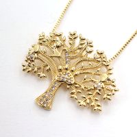 Ig Style Basic Streetwear Tree Copper Gold Plated Zircon Pendant Necklace In Bulk main image 6