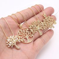 Ig Style Basic Streetwear Tree Copper Gold Plated Zircon Pendant Necklace In Bulk main image 10