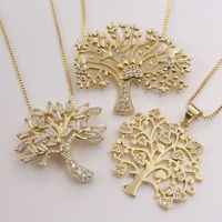 Ig Style Basic Streetwear Tree Copper Gold Plated Zircon Pendant Necklace In Bulk main image 1
