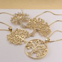 Ig Style Basic Streetwear Tree Copper Gold Plated Zircon Pendant Necklace In Bulk main image 9