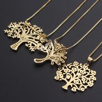 Ig Style Basic Streetwear Tree Copper Gold Plated Zircon Pendant Necklace In Bulk main image 8