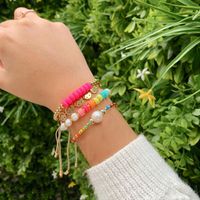 Ig Style Geometric Smiley Face Freshwater Pearl Soft Clay Copper Knitting Plating 18k Gold Plated Women's Bracelets main image 6