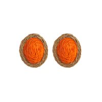 1 Pair Casual Tropical Oval Braid Raffia Ear Studs sku image 4