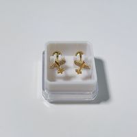 1 Pair Sweet Cross Heart Shape Snowflake Plating 304 Stainless Steel Titanium Steel 18K Gold Plated Cartilage Earrings sku image 48