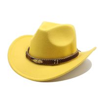 Unisex Retro Cowboy Style Solid Color Flat Eaves Fedora Hat sku image 14