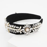 Fashion Full Rhinestone Beads White Leaves Geometric Simple Headband Nhwj128423 sku image 2