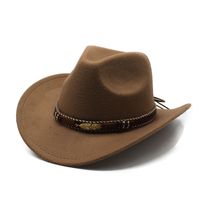 Unisex Retro Cowboy Style Solid Color Flat Eaves Fedora Hat sku image 12