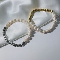 Elegant Color Block 304 Stainless Steel Freshwater Pearl Bracelets In Bulk main image 1