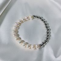 Elegant Color Block 304 Stainless Steel Freshwater Pearl Bracelets In Bulk sku image 1