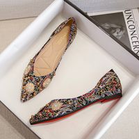 Women's Vintage Style Solid Color Point Toe Flats sku image 1