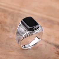 Basic Modern Style Cool Style Geometric Agate Sterling Silver Men's Rings main image 1