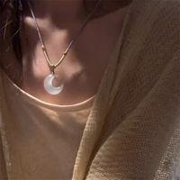 Chinoiserie Geometric Moon Opal Couple Pendant Necklace main image 1