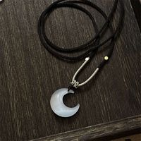 Chinoiserie Geometric Moon Opal Couple Pendant Necklace sku image 2