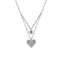 Ig Style Elegant Korean Style Heart Shape Copper Double Layer Necklaces main image 5