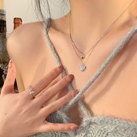 Ig Style Elegant Korean Style Heart Shape Copper Double Layer Necklaces main image 1