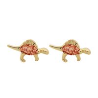 1 Pair Simple Style Streetwear Dinosaur Inlay Copper Zircon Ear Studs sku image 7