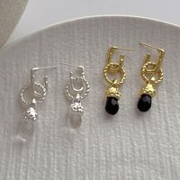 1 Pair Elegant Simple Style Water Droplets Tassel Plating Inlay Copper Artificial Crystal Drop Earrings main image 1