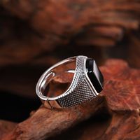 Basic Moderner Stil Toller Stil Geometrisch Achat Sterling Silber Männer Ringe main image 4