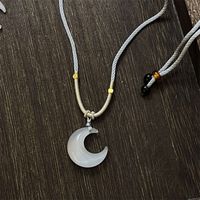 Chinoiserie Geometric Moon Opal Couple Pendant Necklace sku image 1