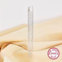 1 Piece Luxurious Solid Color Plating Chain Sterling Silver White Gold Plated Drop Earrings main image 3