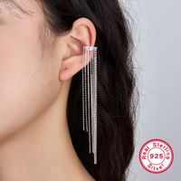 1 Pièce Luxueux Couleur Unie Placage Chaîne Argent Sterling Or Blanc Plaqué Boucles D'oreilles main image 1