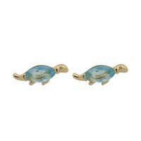 1 Pair Simple Style Streetwear Dinosaur Inlay Copper Zircon Ear Studs sku image 6