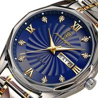 Business Round Letter Butterfly Double Snap Quartz Men's Watches sku image 2