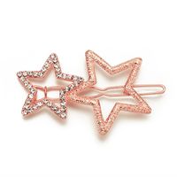 Factory Direct Sales Hot Sale In Europe And America Hair Accessories Alloy Geometric Hairpin Diamond Xingx Side Clip Five-pointed Star Clip sku image 3