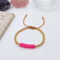 Casual Simple Style Colorful Soft Clay Copper Beaded Knitting Plating 18k Gold Plated Women's Bracelets sku image 2