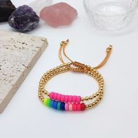 Casual Simple Style Colorful Soft Clay Copper Beaded Knitting Plating 18k Gold Plated Women's Bracelets main image 3