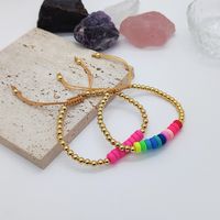 Casual Simple Style Colorful Soft Clay Copper Beaded Knitting Plating 18k Gold Plated Women's Bracelets main image 5