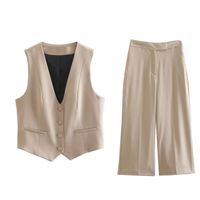 Women's Casual Solid Color Polyester Button Pants Sets main image 3