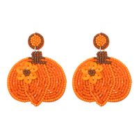 1 Pair Exaggerated Handmade Funny Pumpkin Handmade Synthetic Fibre Seed Bead Drop Earrings sku image 1