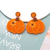 1 Pair Exaggerated Handmade Funny Pumpkin Handmade Synthetic Fibre Seed Bead Drop Earrings main image 1