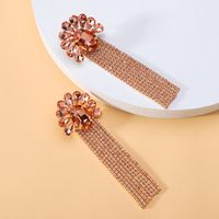 1 Paire Élégant Fleur Incruster Alliage De Cuivre Zircon Boucles D'oreilles Pendantes sku image 4