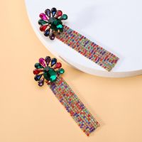 1 Pair Elegant Flower Inlay Copper Alloy Zircon Dangling Earrings sku image 1