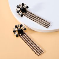 1 Pair Elegant Flower Inlay Copper Alloy Zircon Dangling Earrings main image 7
