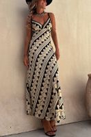 Women's Strap Dress Casual Bohemian V Neck Printing Sleeveless Geometric Maxi Long Dress Travel main image 5