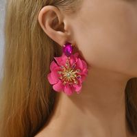 Retro Flower Copper Chiffon Inlay Rhinestones Women's Drop Earrings main image 1
